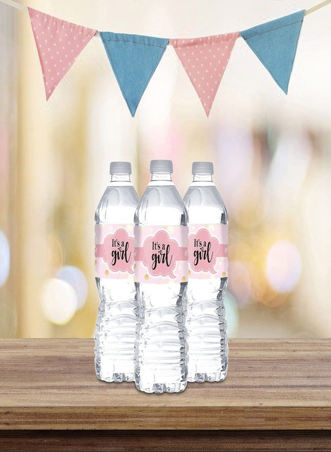 MonMon & Craft Pink It's A Girl Water Bottle Stickers/Gender Reveal Bottle Wrappers/Baby Shower Girl's Birthday Party Water Labels Supplies (Set of 32) - Image 4